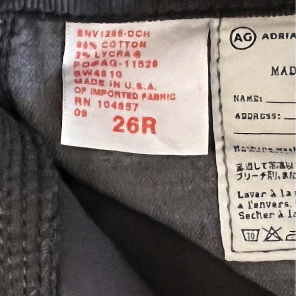 AG Adriano Goldschmied The Stevie Slim Straight Womens 26 Corduroy Jeans - Picture 2 of 4